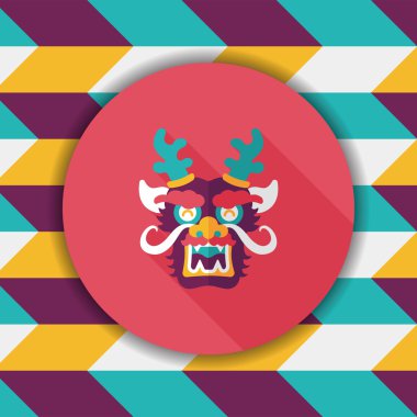 Çin yeni yılı düz simgesi ile uzun gölge, eps10, dragon ve