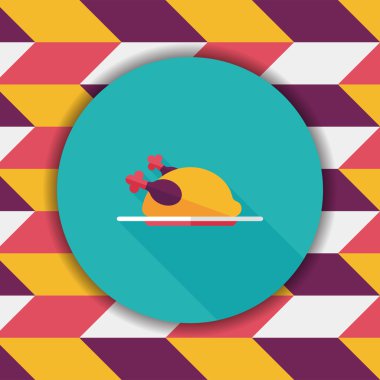 tavuk yemek düz simgesi ile uzun gölge, eps10