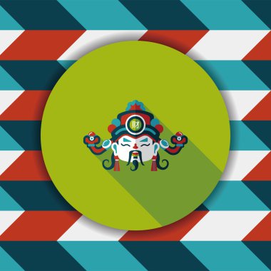 Çin yeni yılı düz simgesi ile uzun gölge, eps10, zenginlik tanrısı