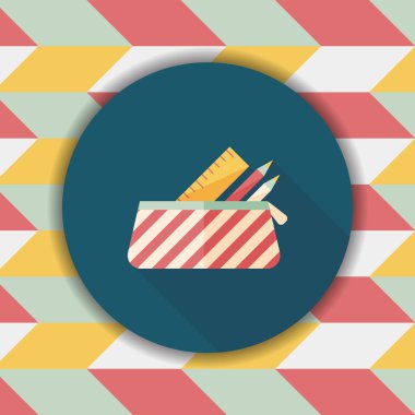 긴 그림자, eps10와 함께 연필 상자 플랫 아이콘