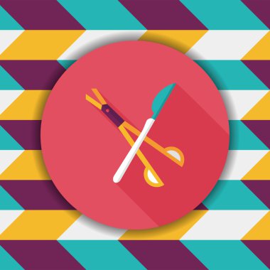 cerrahi alet düz uzun gölge simgesiyle