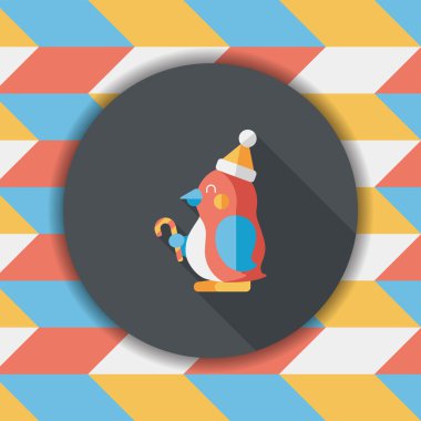 penguen düz simgesi ile uzun gölge, eps10