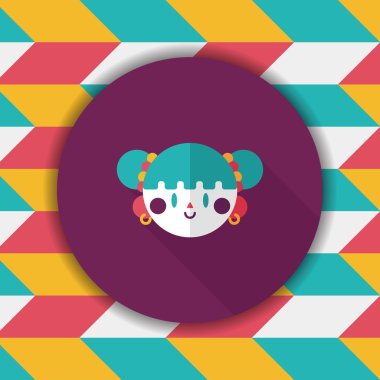 Çin yeni yılı kız uzun gölge, eps10 düz simgesiyle