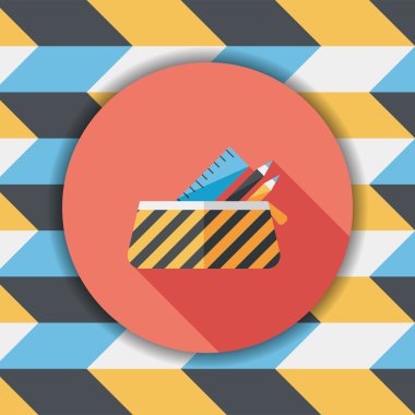 긴 그림자, eps10와 함께 연필 상자 플랫 아이콘