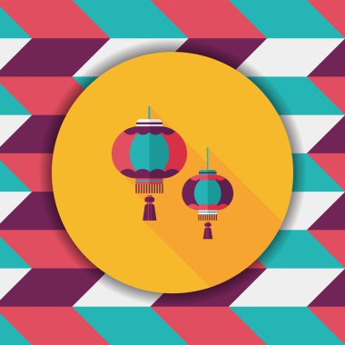 Çin yeni yılı uzun gölge, eps10, Çinli bir dekor ile düz simgesi