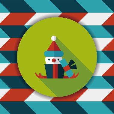 Noel hediye düz simgesi ile uzun gölge, eps10
