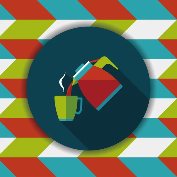 Hot tea flat icon with long shadow, eps10 — стоковый вектор