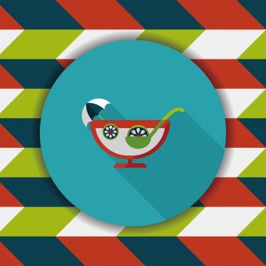 Uzun gölgeli kokteyl düz simgesi