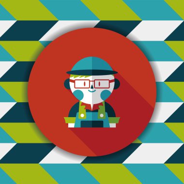 Kahve Dükkanı katip düz simgesi ile uzun gölge, eps10