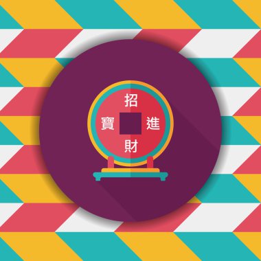 Çin yeni yılı uzun gölge, eps10, Çinli bir dekor ile düz simgesi