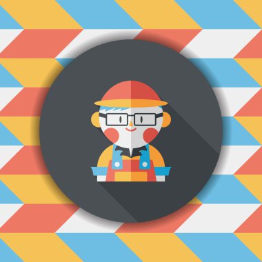 Kahve Dükkanı katip düz simgesi ile uzun gölge, eps10