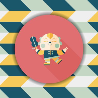 Çin yeni yılı uzun gölge, eps10, Maitreya bez bebek ile düz simgesi