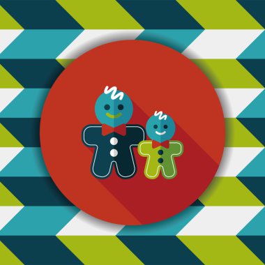 Zencefilli kurabiye adam düz simgesi ile uzun gölge, eps10