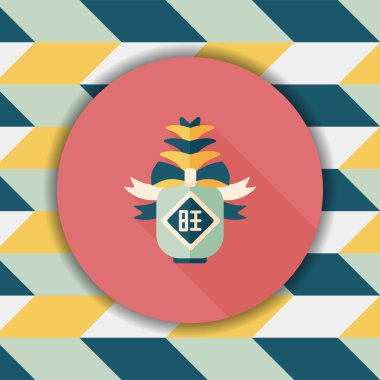 Çin yeni yılı uzun gölge pinea gönderdiğinizde, düz simgesiyle