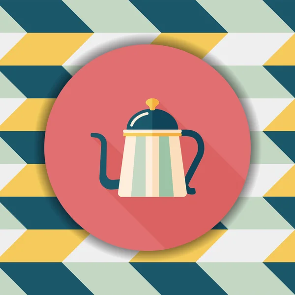 Koffie waterkoker platte pictogram met lange schaduw, eps10 — Stockvector