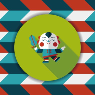 Çin yeni yılı uzun gölge, eps10, Maitreya bez bebek ile düz simgesi