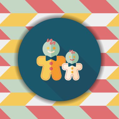 Zencefilli kurabiye adam düz simgesi ile uzun gölge, eps10