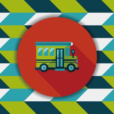 okul otobüsü düz simgesi ile uzun gölge, eps10