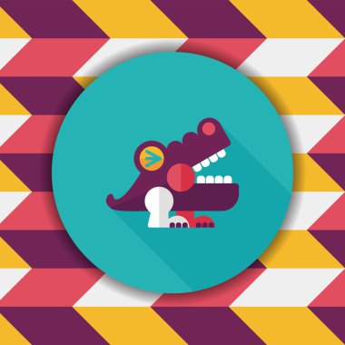 Timsah oyuncak düz simgesi ile uzun gölge, eps10