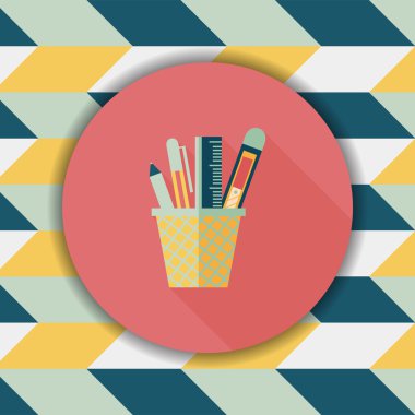 kalem tutucu düz simgesi ile uzun gölge, eps10