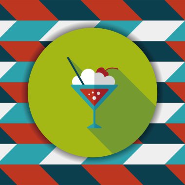 Uzun gölgeli kokteyl düz simgesi