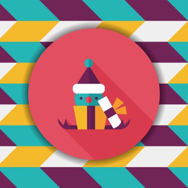 Noel hediye düz simgesi ile uzun gölge, eps10