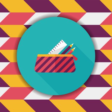 긴 그림자, eps10와 함께 연필 상자 플랫 아이콘