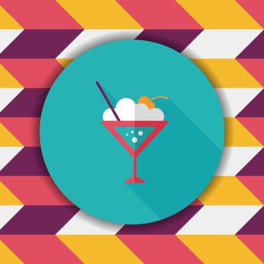 Uzun gölgeli kokteyl düz simgesi