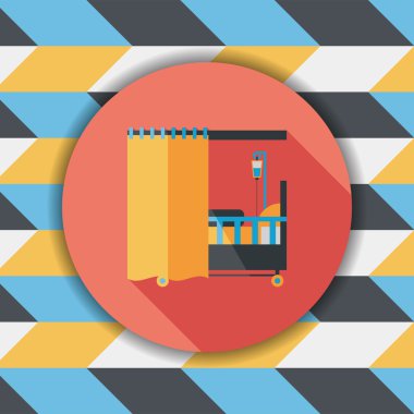 uzun gölge ile hastane yatak düz simgesi