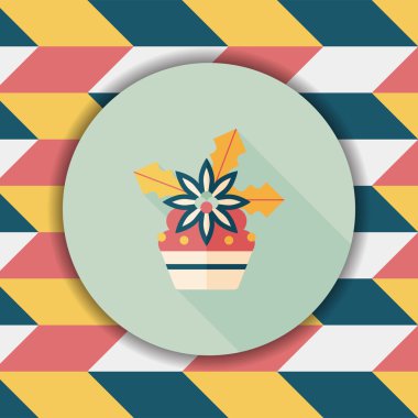 Noel kek düz simgesi ile uzun gölge, eps10