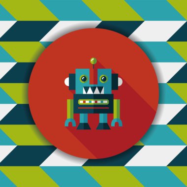 Vintage robot uzun gölge, eps 10 düz simgesi