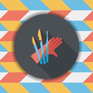 cerrahi alet düz uzun gölge simgesiyle