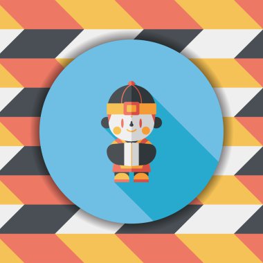 Çin yeni yılı çocuk düz simgesi ile uzun gölge, eps10