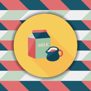süt paket düz simgesi ile uzun gölge, eps10
