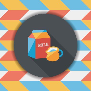 süt paket düz simgesi ile uzun gölge, eps10
