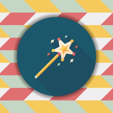 sihirli değnek düz simgesi ile uzun gölge, eps10