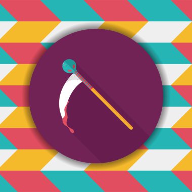 Cadılar Bayramı tırpan kostüm düz simgesiyle uzun gölge, eps10