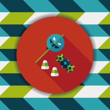 Cadılar bayramı şekeri düz simgesi ile uzun gölge, eps10