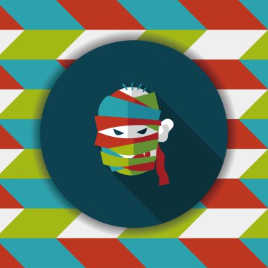 Cadılar Bayramı mumya düz simgesi ile uzun gölge, eps10