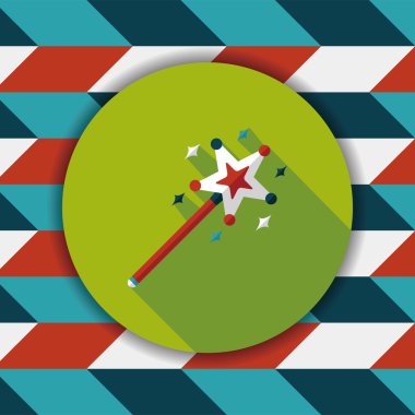 sihirli değnek düz simgesi ile uzun gölge, eps10