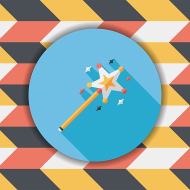 sihirli değnek düz simgesi ile uzun gölge, eps10