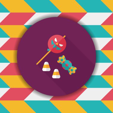 Cadılar bayramı şekeri düz simgesi ile uzun gölge, eps10