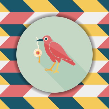 Cadılar Bayramı karga ve göz küresi uzun gölge, eps10 düz simgesi