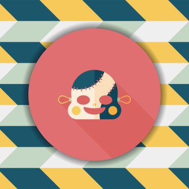 Cadılar Bayramı zombi düz simgesi ile uzun gölge, eps10