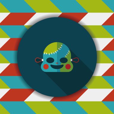 Cadılar Bayramı zombi düz simgesi ile uzun gölge, eps10