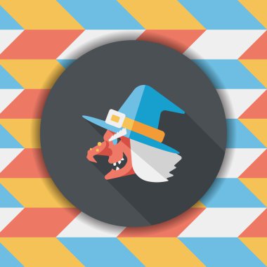 Cadı şapkası düz simgesi ile uzun gölge, eps10