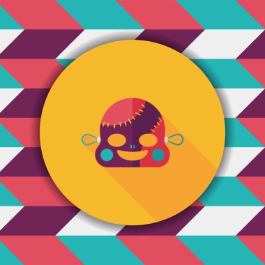 Cadılar Bayramı zombi düz simgesi ile uzun gölge, eps10