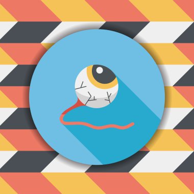 Cadılar Bayramı göz düz simgesi ile uzun gölge, eps10