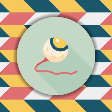 Cadılar Bayramı göz düz simgesi ile uzun gölge, eps10