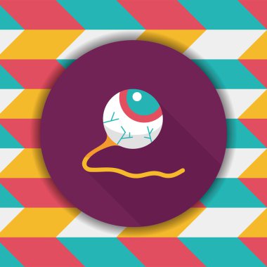 Cadılar Bayramı göz düz simgesi ile uzun gölge, eps10